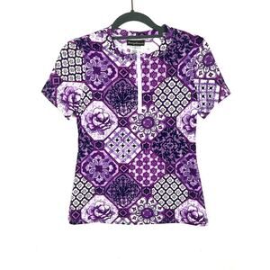 TOMMY BAHAMA Women’s XS Purple Multicolor Short Sleeve 1/4 Zip Rash Guard